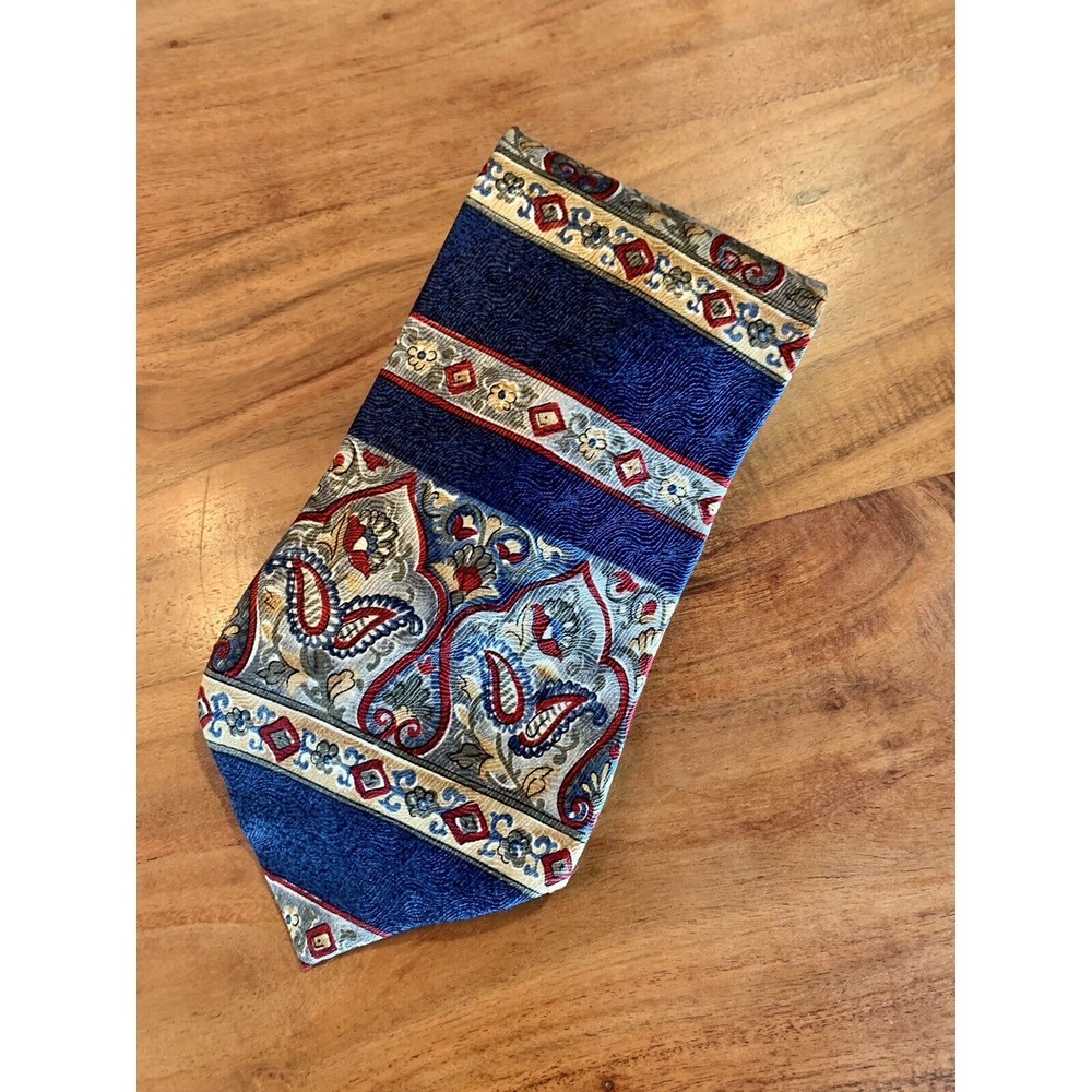 The Cotswold Collection Silk Tie Floral Paisley Stripe Necktie Unique Blue Red